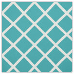 White Lattice on Pure Turquoise Fabric