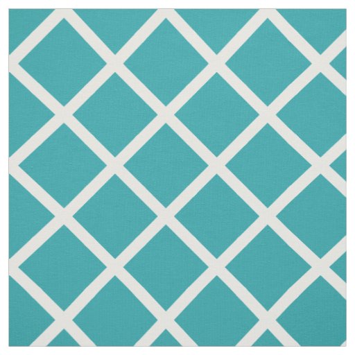 White Lattice on Pure Turquoise Fabric