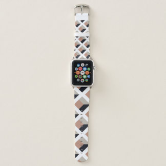 White lattice volume, brown background. apple watch band
