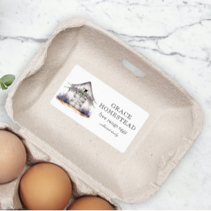 White Lavendar Flower Farm Egg Carton Label