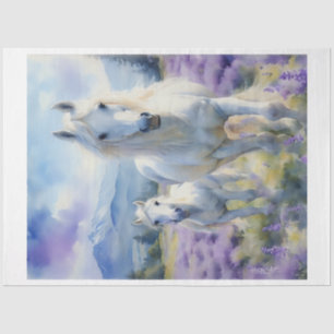 White Lavender Horses Tissue Paper