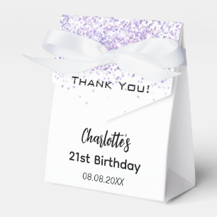 White lavender name thank you favor boxes