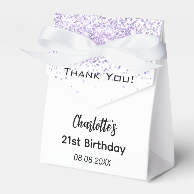 White lavender name thank you  favor boxes (Front Side)