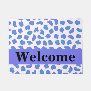 White Lavender Purple Leopard Skin Pattern Welcome Doormat