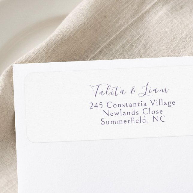 White | Lavender Simple Wedding Return Address Label (Creator Uploaded)