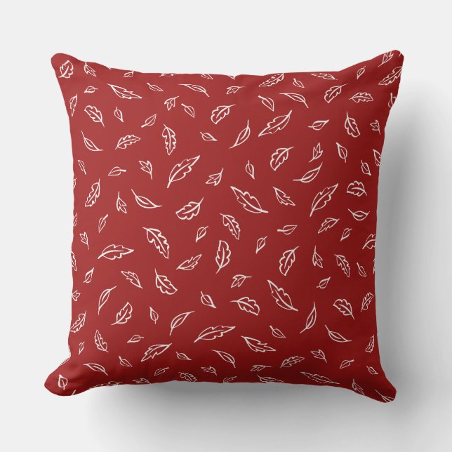 White Leaf Pattern Throw Pillow (Front)