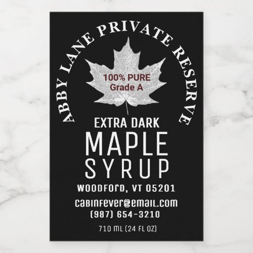 White Leaf Pure Maple Syrup Circular Logo 2 x 3  Wine Label