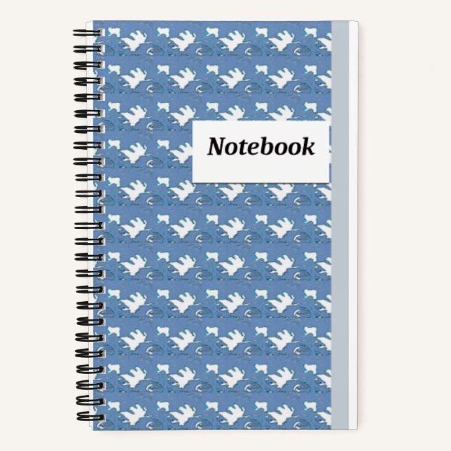 White Leaf Spiral Notebook Modern Art (Front)