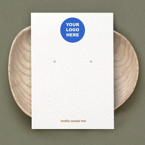 White Leather Add Your Logo  Earring Display Card