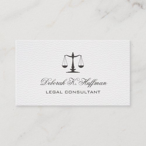 White leather feminine Legal Justice Scale Business Card