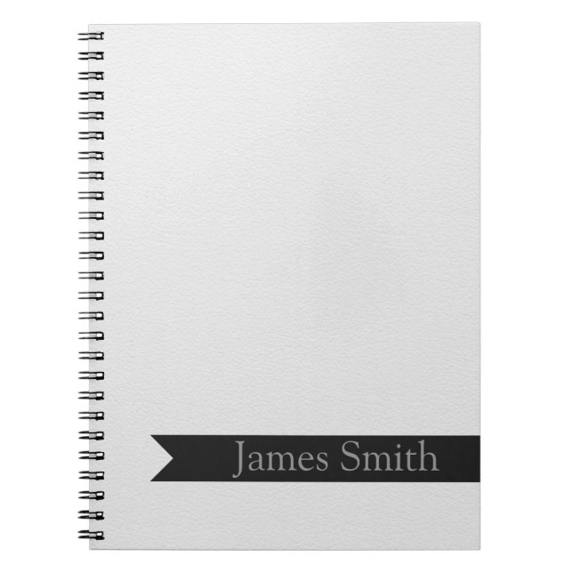 White Leather Inspired Faux Print Notebook (Front)