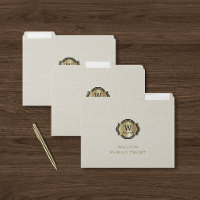 White Leather Look Elegant Gold Monogram