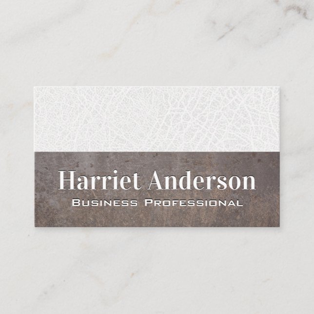 White Leather | Metal | Color Book Business Card (Front)
