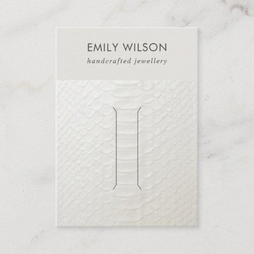 WHITE LEATHER TEXTURE HAIR CLIP DISPLAY CARD