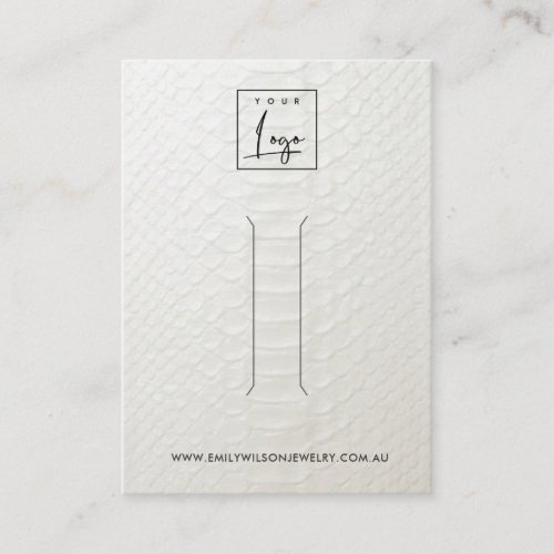 WHITE LEATHER TEXTURE HAIR CLIP DISPLAY CARD