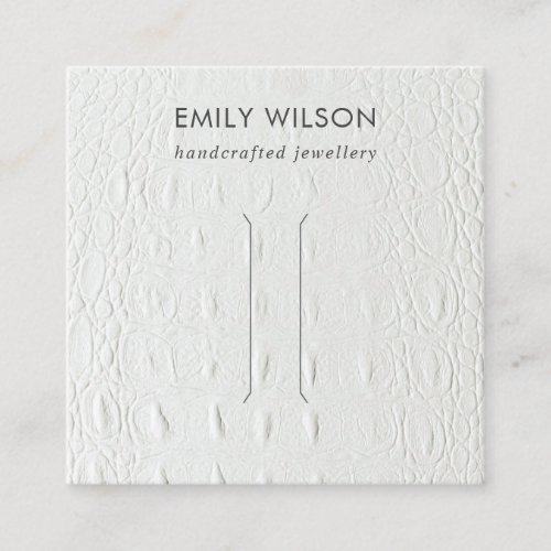 WHITE LEATHER TEXTURE HAIR CLIP DISPLAY CARD