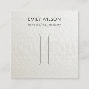 WHITE LEATHER TEXTURE HAIR CLIP DISPLAY CARD