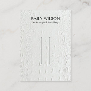 WHITE LEATHER TEXTURE HAIR CLIP DISPLAY CARD