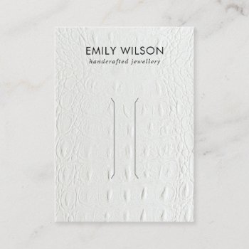 White Leather Texture Hair Clip Display Card by JustJewelryDisplay at Zazzle