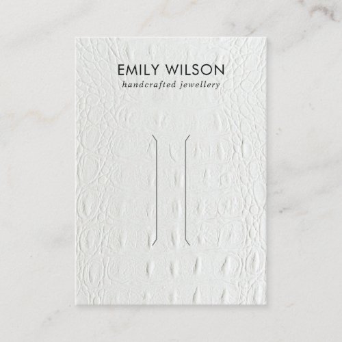 WHITE LEATHER TEXTURE HAIR CLIP DISPLAY CARD