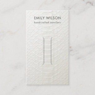 WHITE LEATHER TEXTURE HAIR CLIP DISPLAY CARD