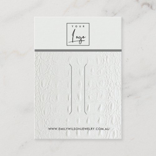 WHITE LEATHER TEXTURE HAIR CLIP DISPLAY CARD