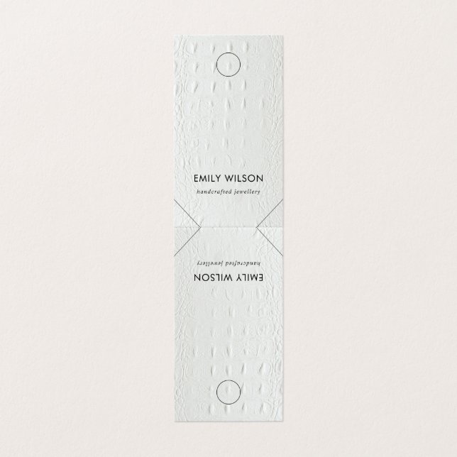 White Leather Texture Hanging Necklace Display Business Card (Outside Unfolded)