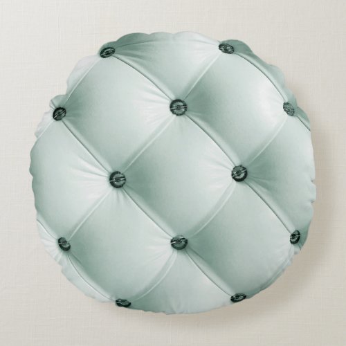 White Leather Texture in Luxury Interiorabstractb Round Pillow