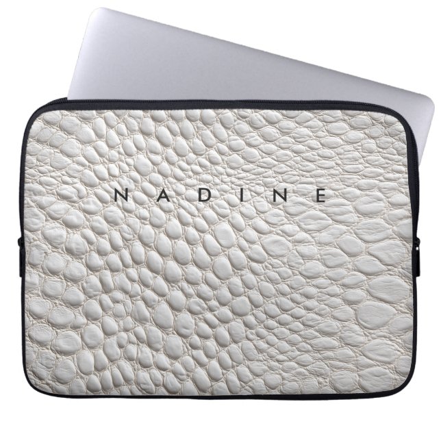 White leather  texture laptop sleeve (Front)