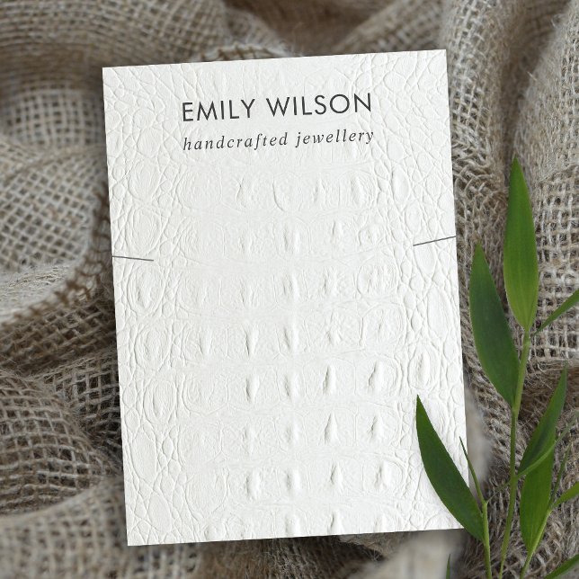 WHITE LEATHER TEXTURE NECKLACE BRACELET DISPLAY BUSINESS CARD (Creator Uploaded)
