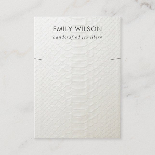 WHITE LEATHER TEXTURE NECKLACE BRACELET DISPLAY BUSINESS CARD (Front)