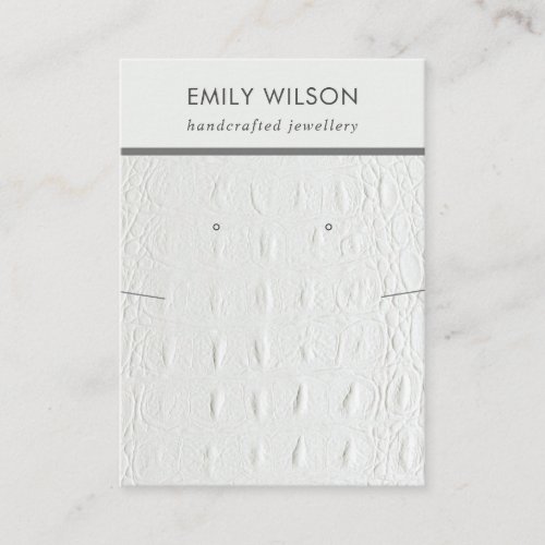 WHITE LEATHER TEXTURE NECKLACE EARRING DISPLAY BUSINESS CARD