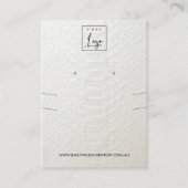 WHITE LEATHER TEXTURE NECKLACE EARRING DISPLAY BUSINESS CARD (Front)