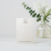 WHITE LEATHER TEXTURE NECKLACE EARRING DISPLAY BUSINESS CARD (Standing Front)