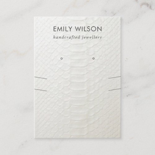 WHITE LEATHER TEXTURE NECKLACE EARRING DISPLAY BUSINESS CARD