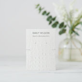 WHITE LEATHER TEXTURE NECKLACE EARRING DISPLAY BUSINESS CARD (Standing Front)