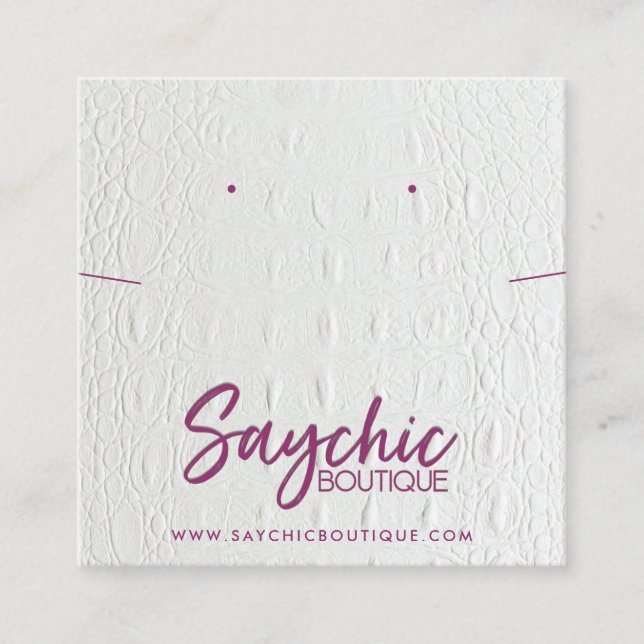 WHITE LEATHER TEXTURE NECKLACE ERING DISPLAY SQUARE BUSINESS CARD (Front)