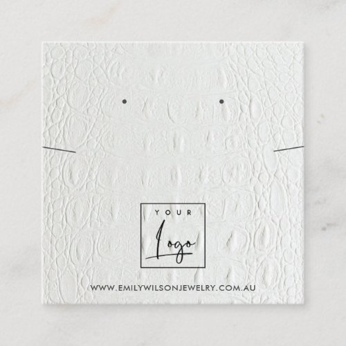 WHITE LEATHER TEXTURE NECKLACE ERING DISPLAY SQUARE BUSINESS CARD