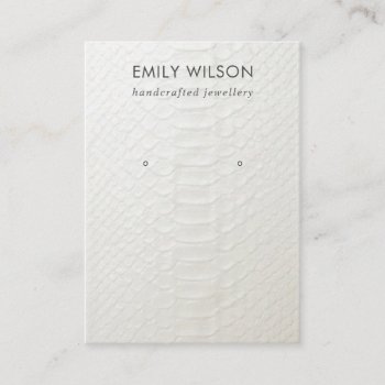 White Leather Texture Stud Earring Display Card by JustJewelryDisplay at Zazzle