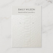 WHITE LEATHER TEXTURE STUD EARRING DISPLAY CARD (Front)
