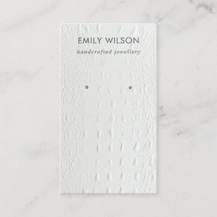 WHITE LEATHER TEXTURE STUD EARRING DISPLAY CARD