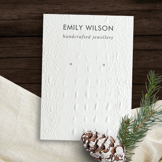 WHITE LEATHER TEXTURE STUD EARRING DISPLAY CARD (Creator Uploaded)