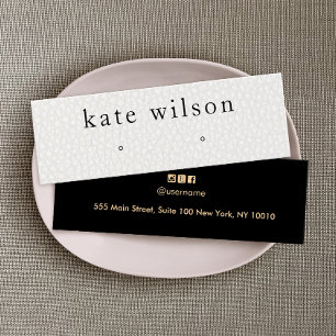 White Leather Texture Stud Earring Display Card