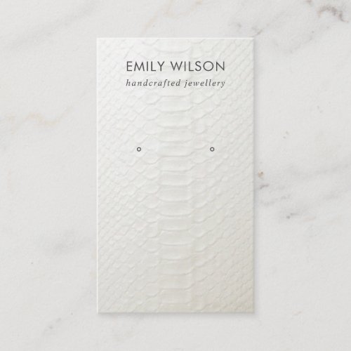 WHITE LEATHER TEXTURE STUD EARRING DISPLAY CARD