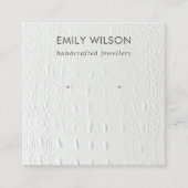 WHITE LEATHER TEXTURE STUD EARRING DISPLAY CARD (Front)