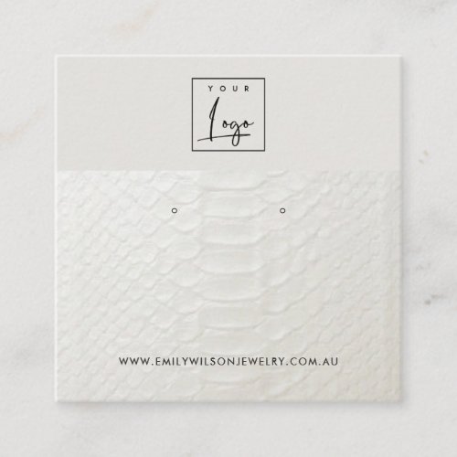 WHITE LEATHER TEXTURE STUD EARRING DISPLAY CARD