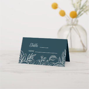 White Leaves Place Card