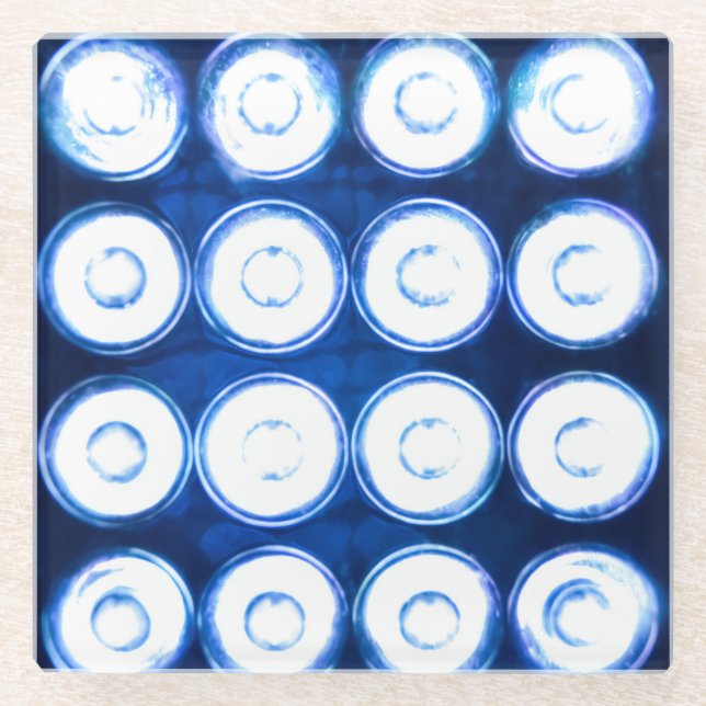 White LED Lights Background. Glass Coaster (Front)