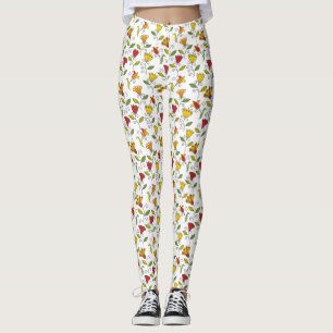 White leggings with a colorful floral pattern