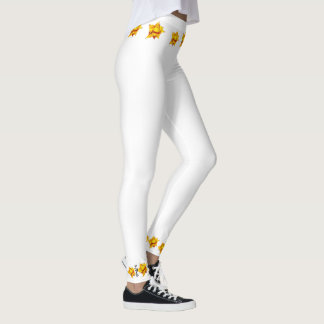 White Leggings with yellow floral design